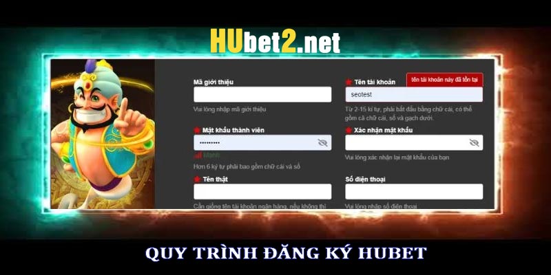 Quy trình đăng ký tài khoản hubet cực kỳ đơn giản